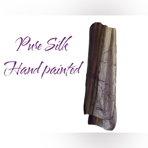 Cleo Handpainted 100% Silk Scarf - Picture 6 of 15